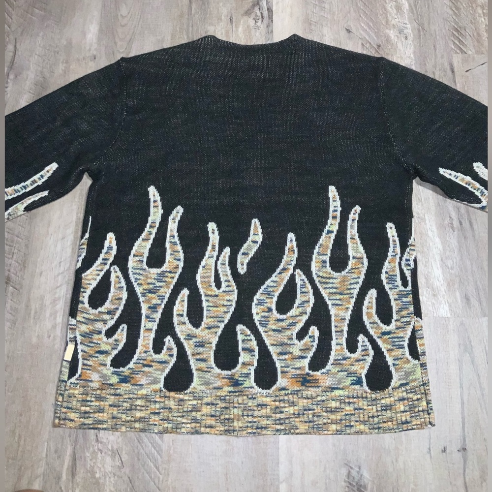 (Bin 8) Urban Outfitters, knit cardigan w/ flame design, Size M - Picture 2 of 4